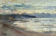 William Lionel Wyllie A Coastal Scene at Sunset oil on canvas